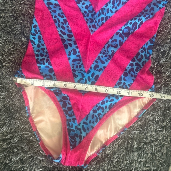 Hot pink paisleys and blue cheetah print one piece Gottex Swimsuit size 10 - Picture 3 of 12